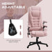 6 Point Vibrating Massage Office Chair with Heat, Velvet High Back Executive Office Chair with Reclining Backrest, Padded Armrests and Remote, Pink