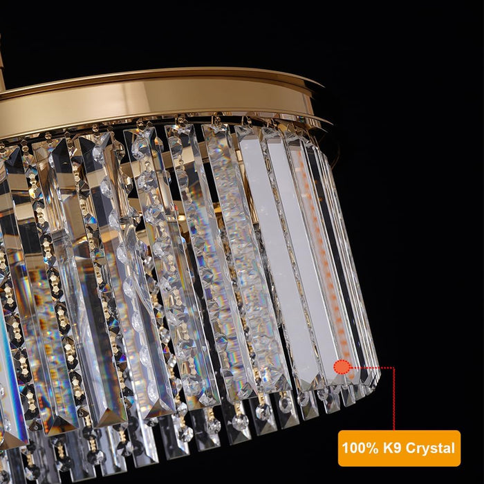 Modern round Gold Chandelier, 8-Light Ceiling Fixture | 20" Small Pedant Lighting Fixture for Bedroom, Dining Room, Kitchen Island