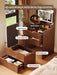 Walnut Compact Vanity Desk With Illuminated Mirror