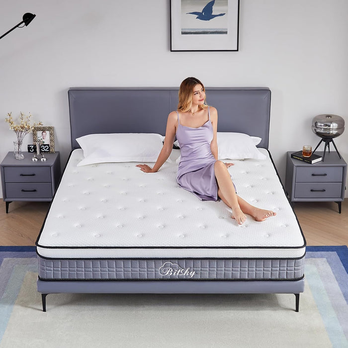 Queen Mattress - 10 Inches Gel Memory Foam Hybrid Mattress in a Box, Queen Size with Pocket Springs, Medium Firm, Pressure Relief & Motion Isolation, 365 Nights Trial, Certipur US Certified