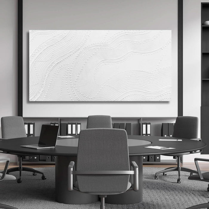 Large Wall Art Modern Canvas Picture Abstract Wall Decor White Line Art for Living Room Neutral Artwork for Office Bedroom 29"X58" Geometric Painting