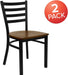 2 Pack HERCULES Series Black Ladder Back Metal Restaurant Chair - Cherry Wood Seat