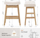 Bar Stools Set of 3, Barstools with Sturdy Wood Legs, Saddle Seat Counter Height Bar Stools for Kitchen Counter, Bar, Dining, 24 Inch Farmhouse Counter Stools, Beige