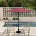 12-Year Protection 9' Rd Aluminum Patio Umbrella, Crank Lift, Auto Tilt, Black Finish, Sunbrella Hot Pink