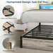 Full Size Bed Frame with Storage Headboard, Metal Platform Full Bed Frame Wood with 4 Drawers, LED Light, Charging Station, No Box Spring Needed, Noise Free, Easy Assembly, Grey