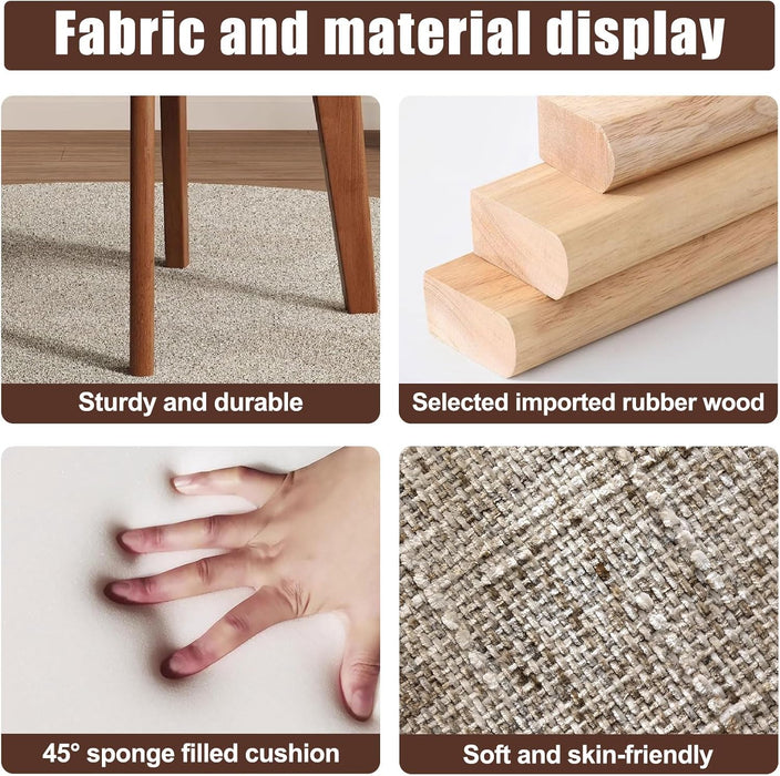 Wooden Dining Chairs Set of 2/4, Mid Century Modern Dining Chairs, Modern Fabric Thickening Upholstered Kitchen Side Chairs, Farmhouse Dining Chair for Dining Room Kitchen Living Room