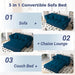 Blue Queen Size ThreeInOne Convertible Sleeper Sofa
