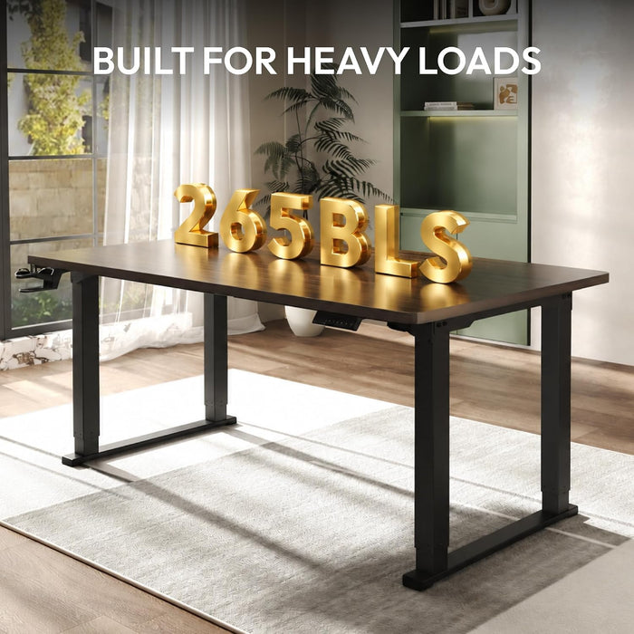 4-Leg Electric Height Adjustable Standing Desk, 63X28 Black Walnut