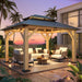 10' X 12' Outdoor Wooden Gazebo - Patio Hardtop Gazebo Permanent Wooden Pavilion with Galvanized Steel Double Roof, Wood Gazebos for Garden, Lawn, Poolside, Backyard Deck