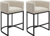Counter Height Bar Stools Set of 2, 24 Inch Seat Height Barstools for Dining Room, Fabric Upholstered Bar Chair for Kitchen Island, Linen Counter Stools with Metal Legs, Beige