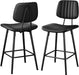 Bar Stools Set of 2, 24.6 Inch Counter Height Barstools, High Backrest Faux Leather Upholstered Counter Stools with Armless Footrest Modern Bar Chairs Tall Pub Stools for Kitchen Dining,Black