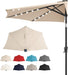 9 Ft Half Patio Umbrella Solar with Push Button Tilt, Beige