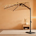9 Ft Half Patio Umbrella Solar with Push Button Tilt, Beige