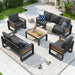 Aluminum Patio Furniture Set, 5 Piece Luxury Outdoor Sectional with 6" Olefin Fabric Cushions, Patio Conversation Sets with Coffee Table & Oversized Seats for Backyard, Porch Dark Grey
