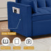 3 in 1 Convertible Sleeper Sofa Bed, Futon Couches for Living Room with Side Pocket | Adjustable Backrest| Velvet Fabric | Pull Out Couch | Recliner Loveseat | Sectional Sofa, Blue