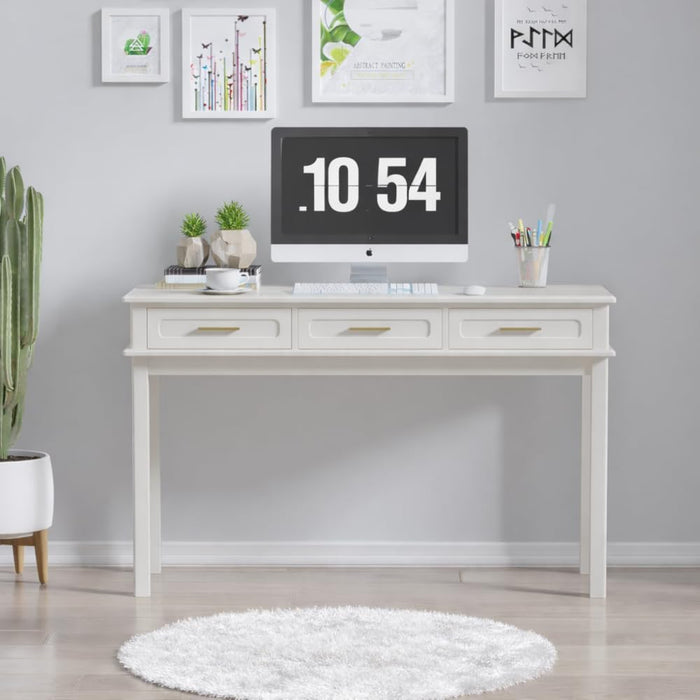 Cream White Vanity Desk with 3 Drawers, Makeup Table/Writing Desk, Modern Dressing Table for Bedroom, 47.24" Wide, No Mirror Included