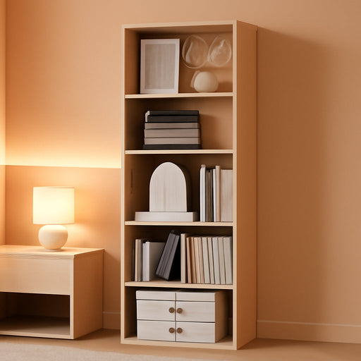 6 Cube Storage Organizer, 6 Tier Tall Skinny Bookshelf, Oak Cube Shelf | 62.4 X 11.8 X 9.3 Wood Narrow Bookcase for Home Office Bedroom Living Room, Anti-Tipping Device