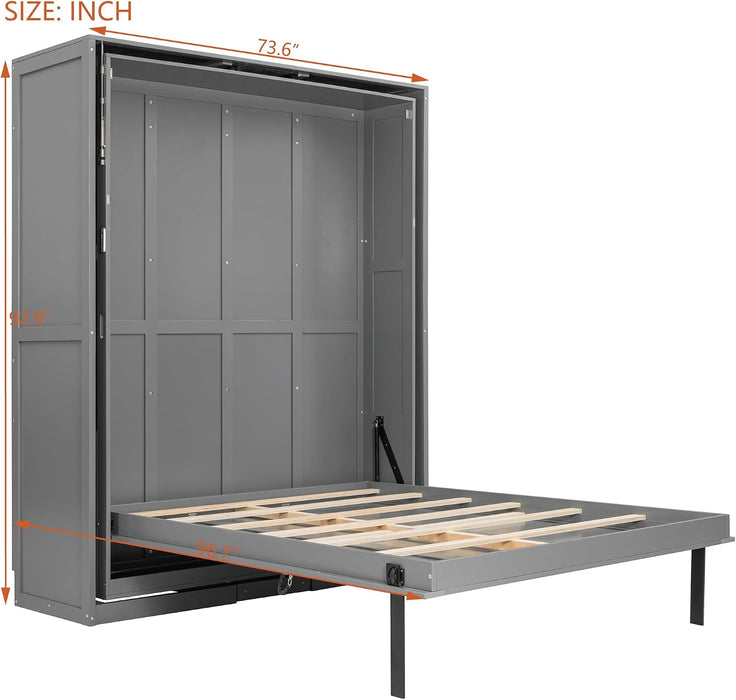 Queen Murphy Wall Bed With HiddenRotatingStorageUnit