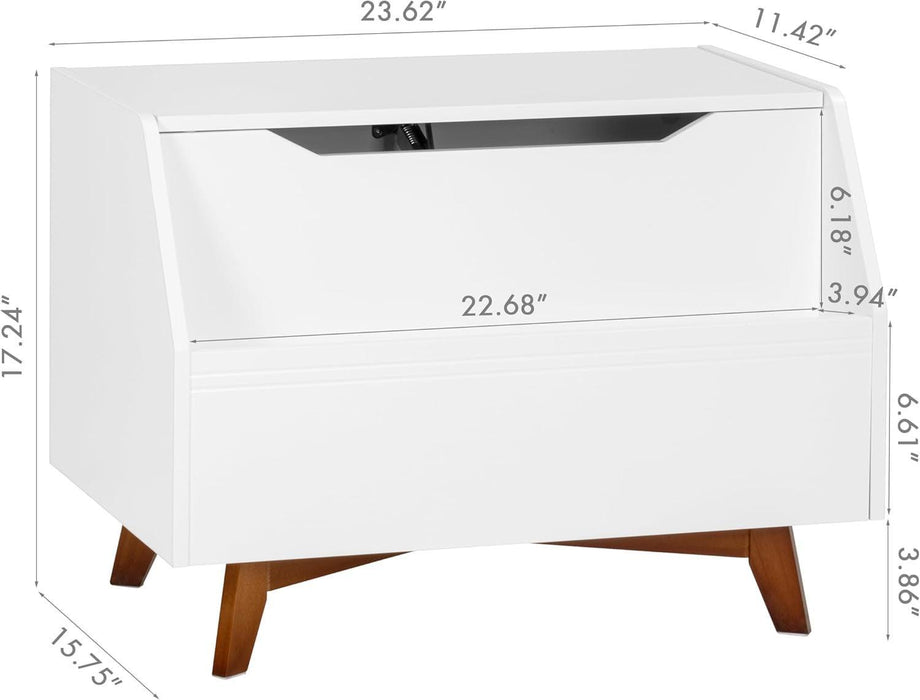 White SolidWood Toy Chest With BookStorageSolution