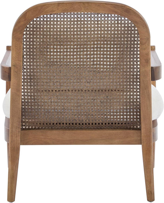 MidCenturyBeigeUpholstered Club Chair Set 2 Open Back