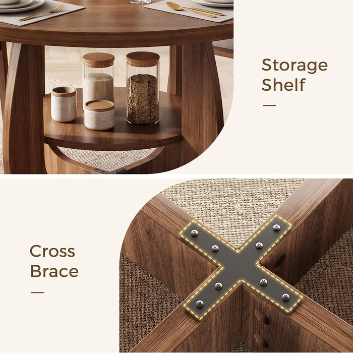 47.2"-58.7" Extendable round Dining Table for 4-6 with Storage Shelf