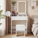 Compact White Vanity Desk With BuiltIn Illumination