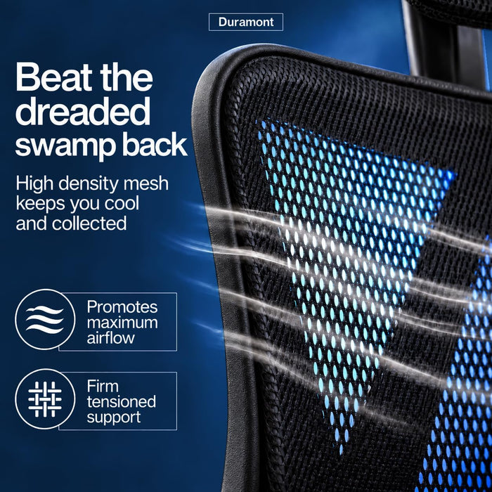 Ergonomic Office Chair with Rollerblade Wheels, Lumbar Support| High Back Chair with Breathable Mesh | Thick Seat Cushion