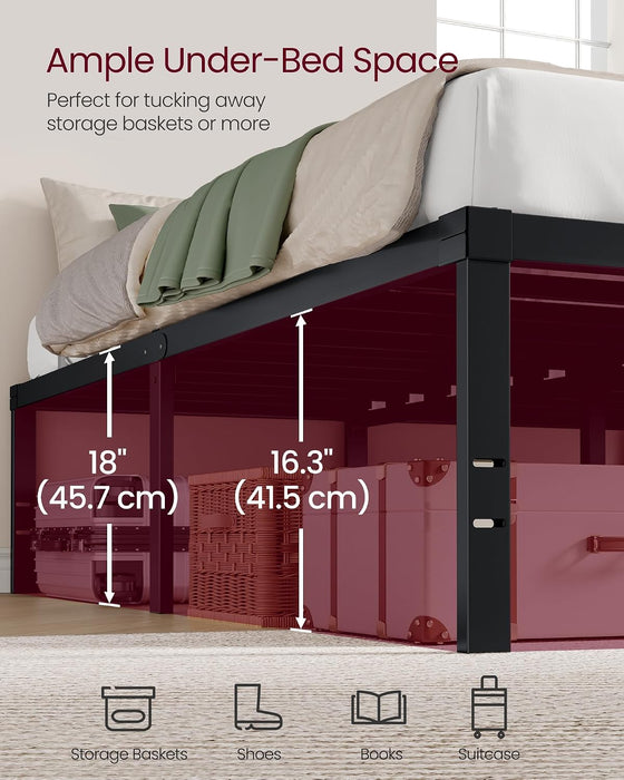 King Metal Bed Frame, 18 Inches Tall, 1100 Lb Weight Capacity