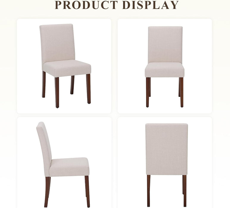 Upholstered Dining Chairs Set of 4, Fabric Dining Room Chairs, Modern Wooden Dining Chair, Kitchen Side Chairs, Farmhouse Dinner Chair with High Back for Kitchen, Beige