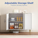 Fluted Sideboard Cabinet White With Adjustable Shelves