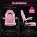 Computer Gaming Desk Chair - Pink Ergonomic Office Executive Adjustable Swivel Task PU Leather Racing Chair with Flip-Up Armrest for Adults, Kids, Men, Girls, Gamer, White Pink