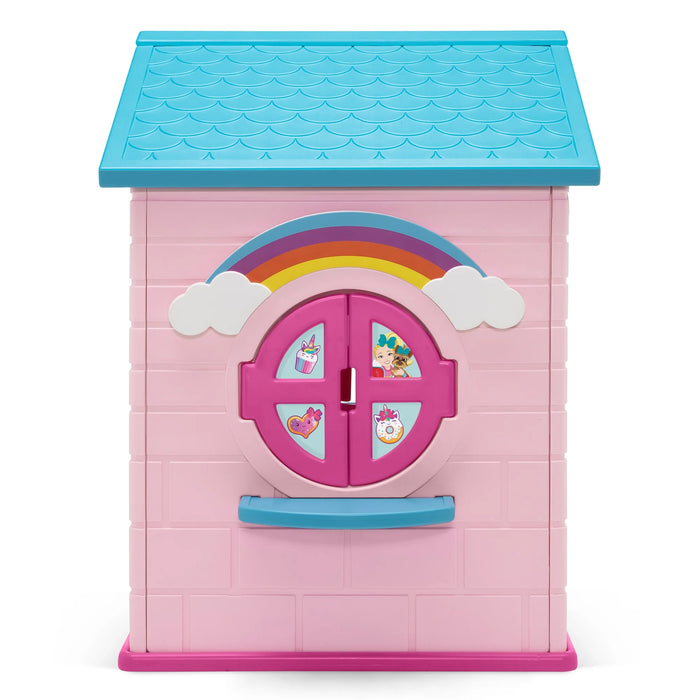 Rainbow & Unicorn Plastic Indoor/Outdoor Playhouse with Easy Assembly, Pink