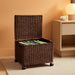 Rolling File Box Wicker File Cabinet Hanging File Baskets Water Hyacinth Storage Basket (Dark Brown)