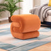 Modern Velvet Upholstered Ottoman, Comfortable Velvet Foot Stools, Exquisite End Table Pouf Stool Soft Shoe Stool, S Shape Ottoman for Makeup Room Living Room Bedroom Entrance (Orange)