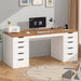 55 Inch Computer Desk with 10 Drawers and Outlets for Home Office
