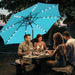 Outdoor Solar Patio Umbrella with 32 LED Lights, Beach Market Table Umbrella with Crank and 8 Sturdy Ribs for Pool, Terrace, Restaurant