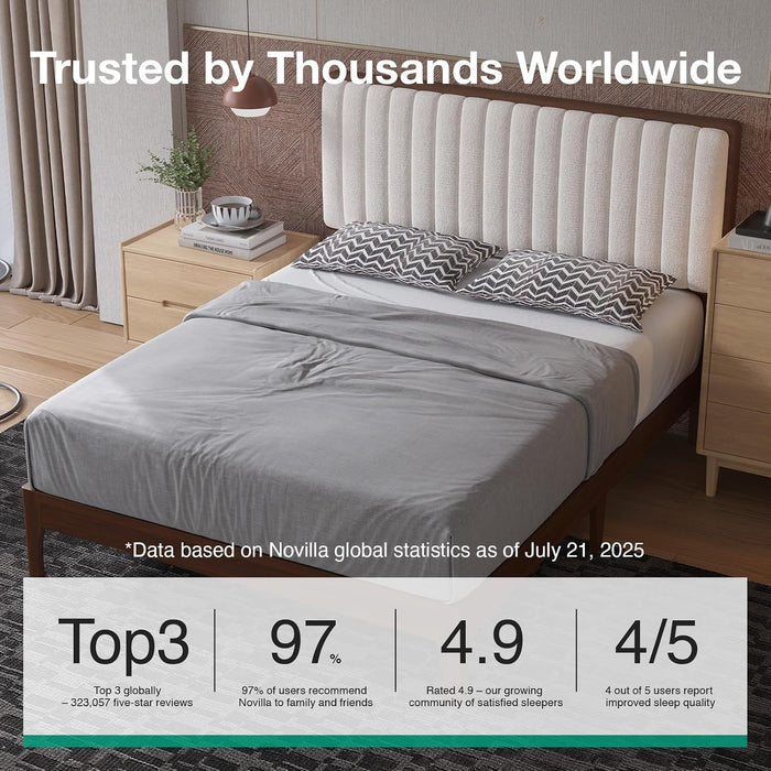 Queen Size Bed Frame with 3-Level Adjustable Upholstered Headboard