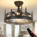 Rustic Black Ceiling Fan with Light, Bear and Deer Design