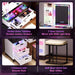 Makeup Vanity Table with RGB Lights & Charging Station Auto Sensor LED Dressing Table with 24 RGB Dimmable Lights Makeup Desk