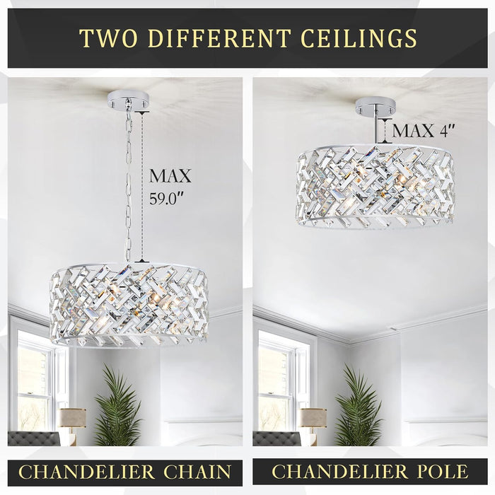 Chrome Crystal Chandelier Ceiling Mount Fixture Light