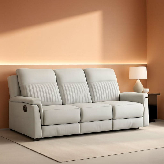 Mnul Double Reclining Sof, Polished Microfiber Upholstered 3 Seter Mnul Sof Recliner for Living Room, Wll Hugger, Esy ssembly, Beige