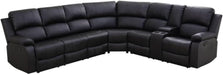 Reclining Sectional Sofa Set, L Shaped PU Leather Recliner Couch with Cup Holder and Storage Console for Home Theater & Living Room, Black