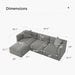 Luxury L-Shaped Upholstery Convertible Modular Sectional Sofa, Contemporary Reversible Couch with Chaise Lounge for Living Room, Apartment, Linen-Like Grey