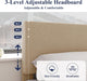 King Size Upholstered Bed Frame Adjustable Headboard, Beige