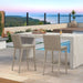 Outdoor Bar Stools Set of 2, Leather Bar Height Chairs, Taupe