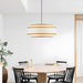 19.7" Gold Drum Chandelier with White Linen Lampshade 4-Light Modern Farmhouse Chandelier Light Fixture for Dining Room, Kitchen Island, Foyer Entryway Bedroom