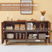 Walnut Buffet Cabinet Set With IndustrialStyle Shelves