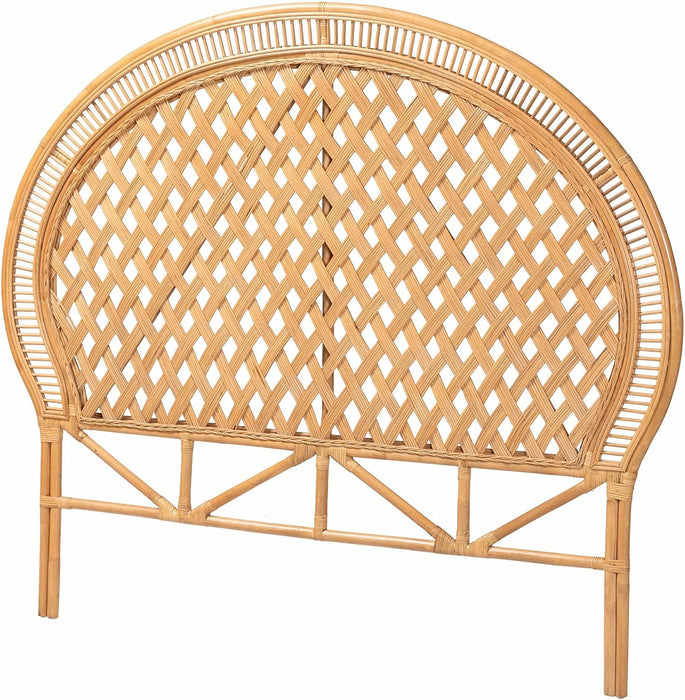 Isabel Rattan Headboard - Handwoven Wicker Headboard Panel with Diamond Weave Pattern, Light Honey, Lightweight Coastal Bedroom Décor, Queen Size