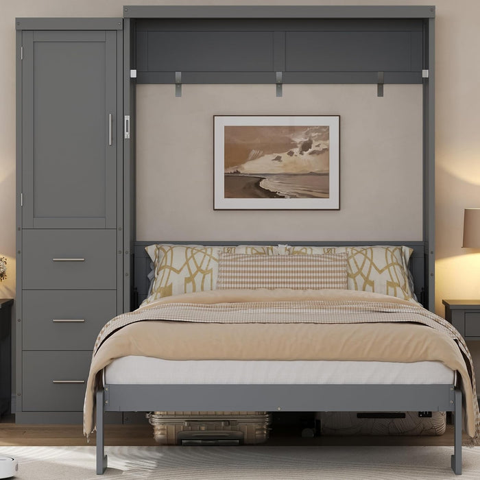 Full Grey Murphy Bed With UltraSpaceStorage Contemporary