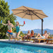 10FT Cantilever Patio Umbrella, 360° Rotation Offset Outdoor Umbrella with Aluminum Frame, Square Umbrella with Tilt for Backyard, Pool, Deck, Garden(Round Khaki)